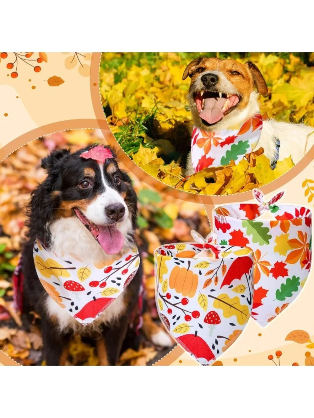 200 Pcs Fall Dog Bandanas Set for Small Medium Pets - Cute Puppy Accessories
